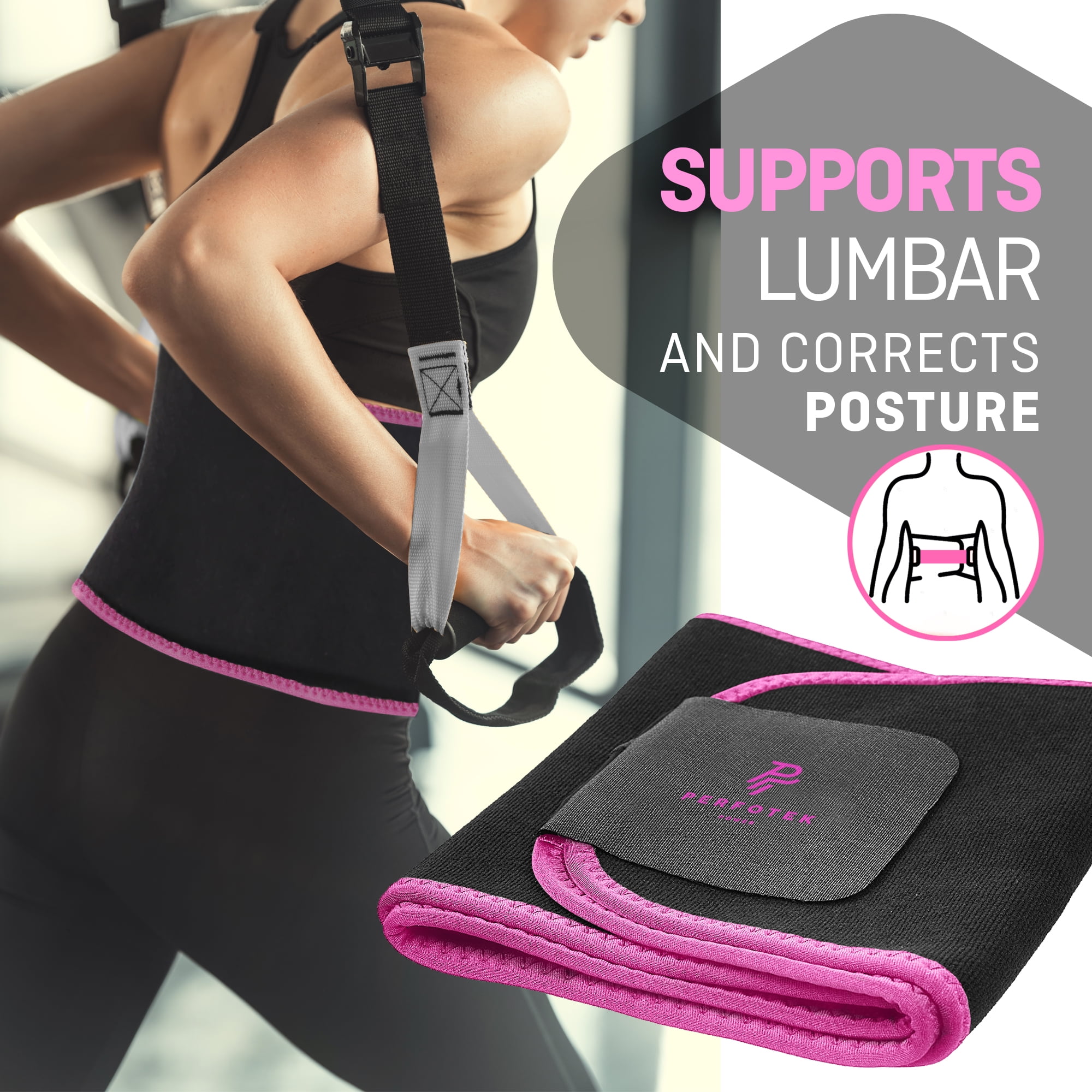 Waist Trainer : Perfotek Waist Trimmer Belt, Sweat Wrap, Tummy Toner, Low  Back and Lumbar Sup