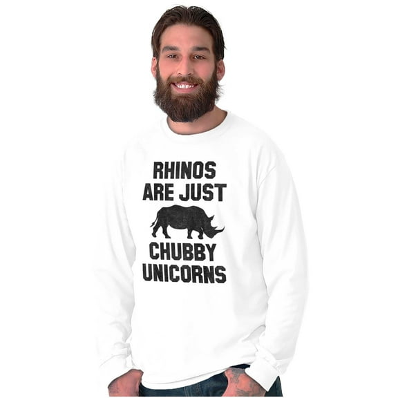 Rhinos Are Just Chubby Unicorns Long Sleeve TShirt Men Women Brisco Brands S