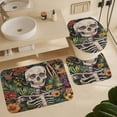 thumbnail image 5 of Skull Flowers Illustration 4 Pcs Bathroom Shower Curtain Set, Bathroom Sets with Rugs (Bath Mat, U Shape and Toilet Lid Cover Mat) and 12 Hooks,, 5 of 5
