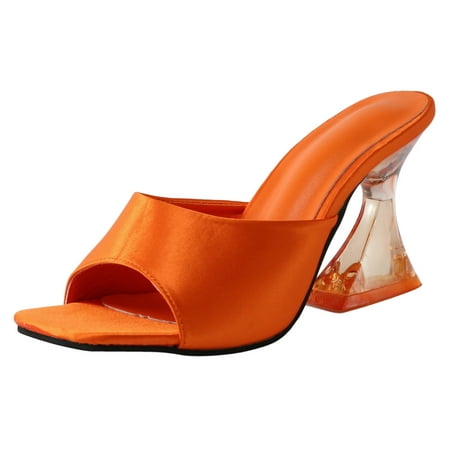 

NECHOLOGY Lace Sandals for Women Low Heels Fashion Summer Women Sandals Casual High Heel Chunky Womens Sexy Sandals 6.5 Orange 7