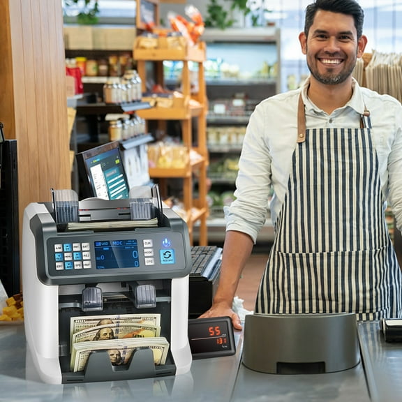 VEVOR Money Counter Machine w/ 2CIS/SN/UV/IR/MG/DD Counterfeit Detection Bill Counter 1200pcs/min For Business Multi Currency Multi Cash Processing Mode Portable Currency Money Counter