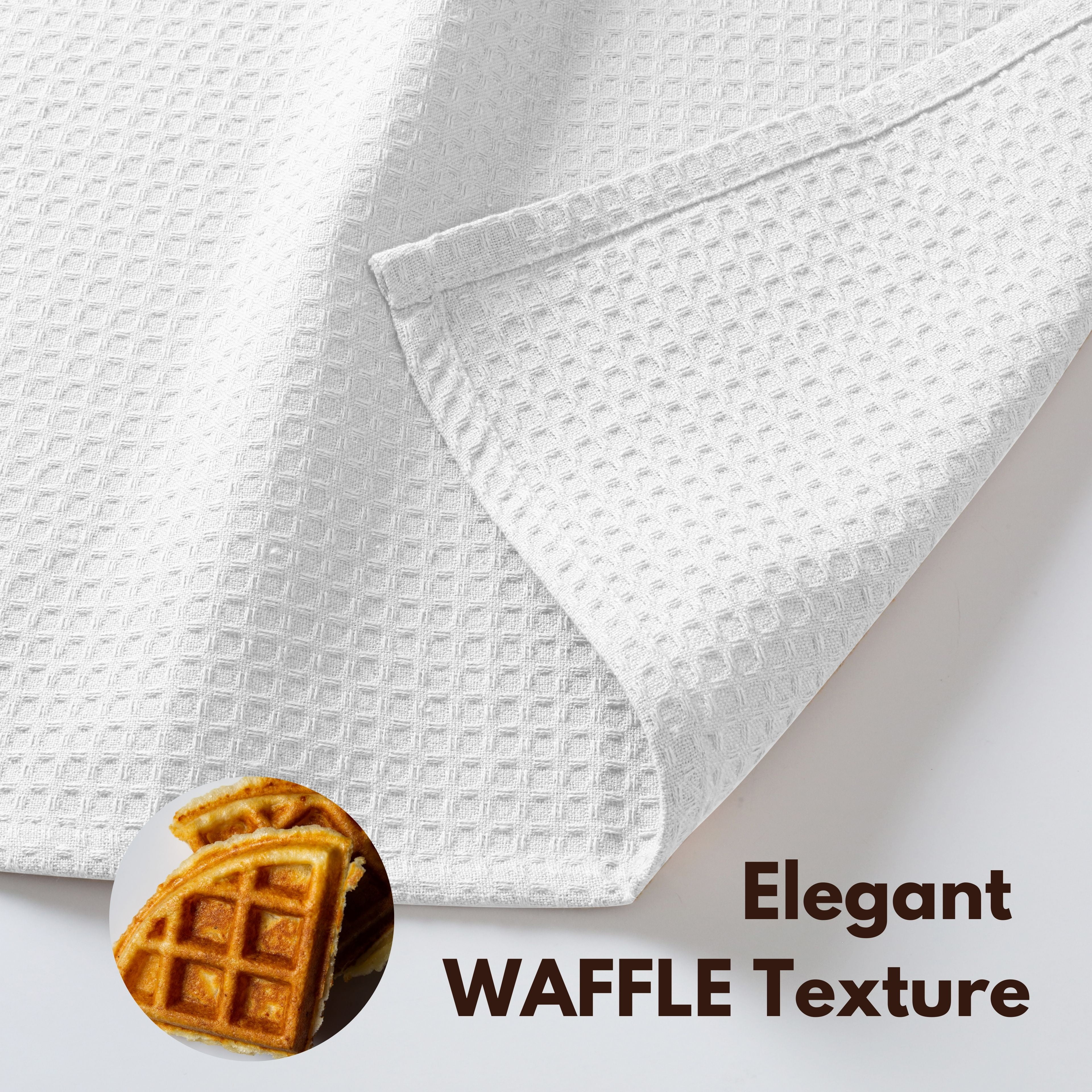 Native Fab 12 Pack Waffle Kitchen Dish Towels - 100% Cotton Soft Absorbent Wash Cloths - White