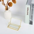 thumbnail image 4 of Organizador de escritorio para mostrador, diseño elegante y pared de vidrio transparente para reuniones de negocios, organizador de tarjetas de presentación con marco de metal dorado para entornos, 4 of 6