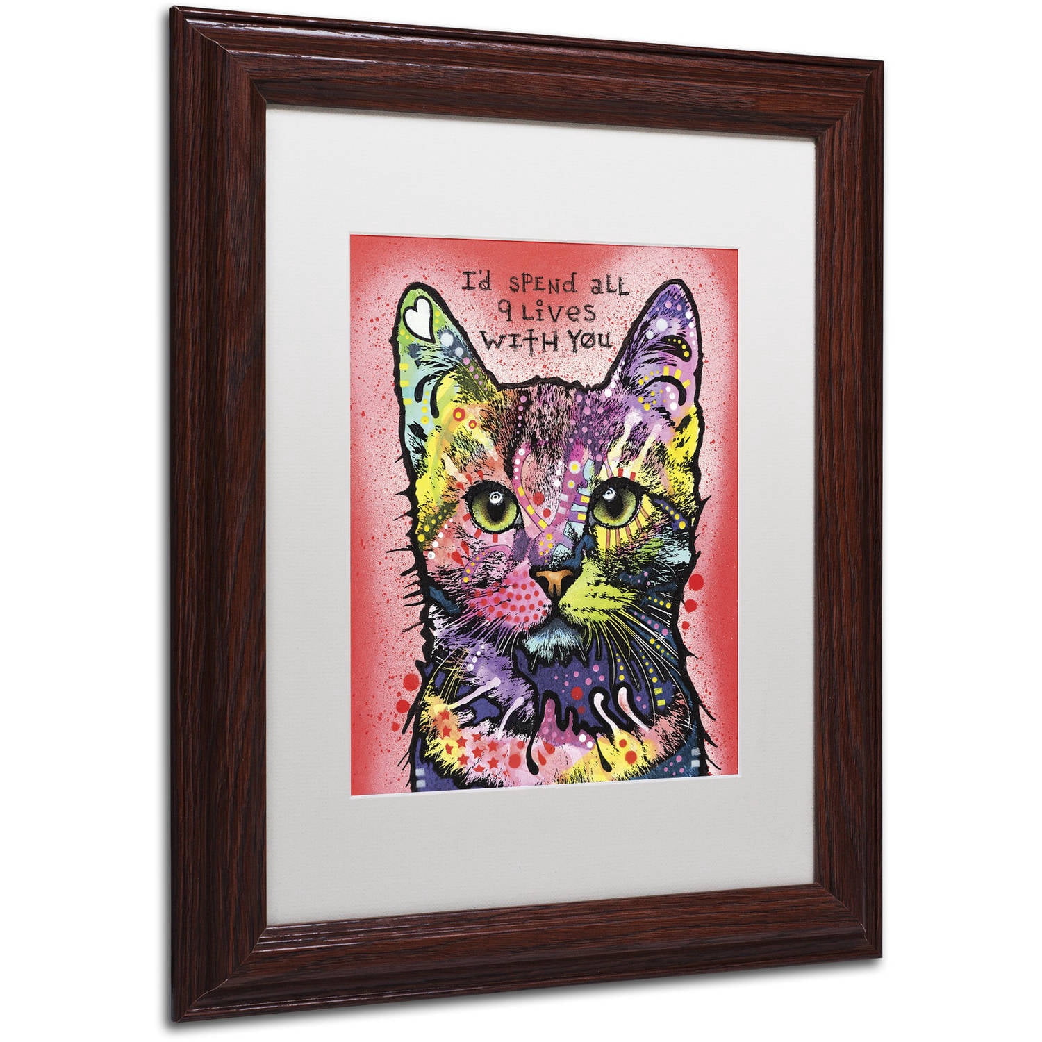Trademark Fine Art '9 Lives' Canvas Art by Dean Russo, White Matte, Wood Frame