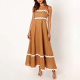 thumbnail image 4 of WTXUE Robes Maxi en Liquidation, Robe Nuisette Sans Manches Élégante à Encolure Carrée, Femmes 2024 Été Robe Longue Fluide à Étages Type Camisole Unie Vestidos Casuales Para Mujer Verano Maxi Women, Brun+s(US:2-4), 4 of 9