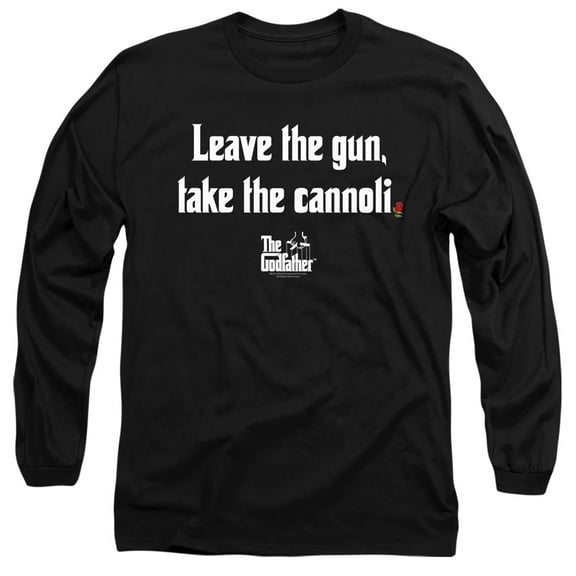 Godfather Gun Cannoli Unisex Adult Long-Sleeve T Shirt (Large) Black