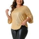 thumbnail image 4 of Agnes Orinda Blusas de Talla Grande para Mujeres con Lentejuelas Brillantes de Manga 3/4 y Cuello Redondo, Blusa de Fiesta 2025 3X Dorado, 4 of 6