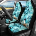 thumbnail image 2 of Uorisanigo Sea Turtle 14 Pack Automobile Seat Cover Sets Steering Wheel Cover and Cars Headrest Cover Car Console Cover Cars Water Cup Coaster Keychain Soft Elastic Fabrics Fit for Car SUV, 2 of 6