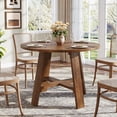 thumbnail image 3 of Tribesigns 39.4" Round Dining Table for 2–4 People, Solid Wood Farmhouse Kitchen Table for Dining Room, Rustic Brown, 3 of 5