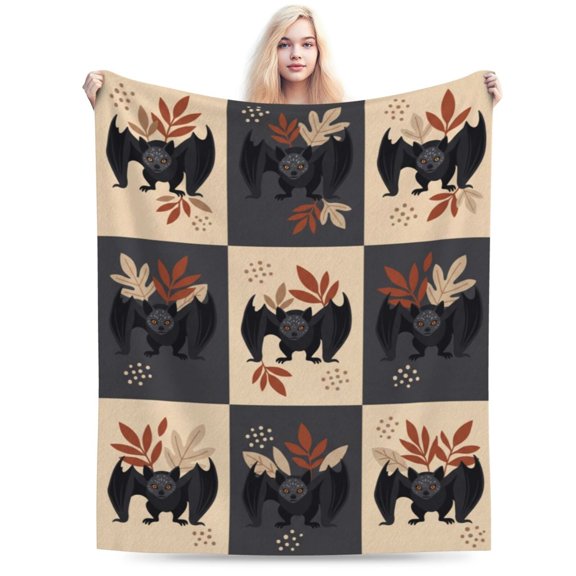 Bat Halloween Blanket, Cute Gothic Bat Flannel Throw Blanket, Ultra Soft Cozy Blanket for Couch, Sofa, Bed, Party Decor, Bat Lover Gift 50x40
