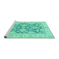 thumbnail image 2 of Ahgly Company Machine Washable Indoor Square Oriental Turquoise Blue Traditional Area Rugs, 7' Square, 2 of 4