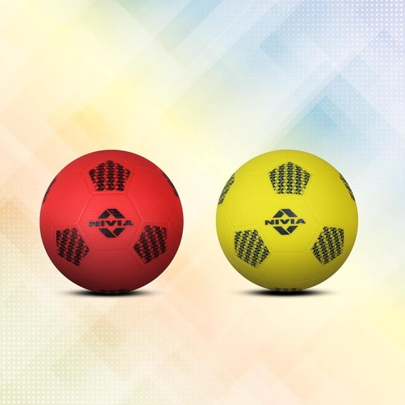 Nivia Rubber, HOME PLAY Football Pack Of 2, For Kids | 1, Red & Yellow | Outer Material Pvc, Making It Light & Highly Durable