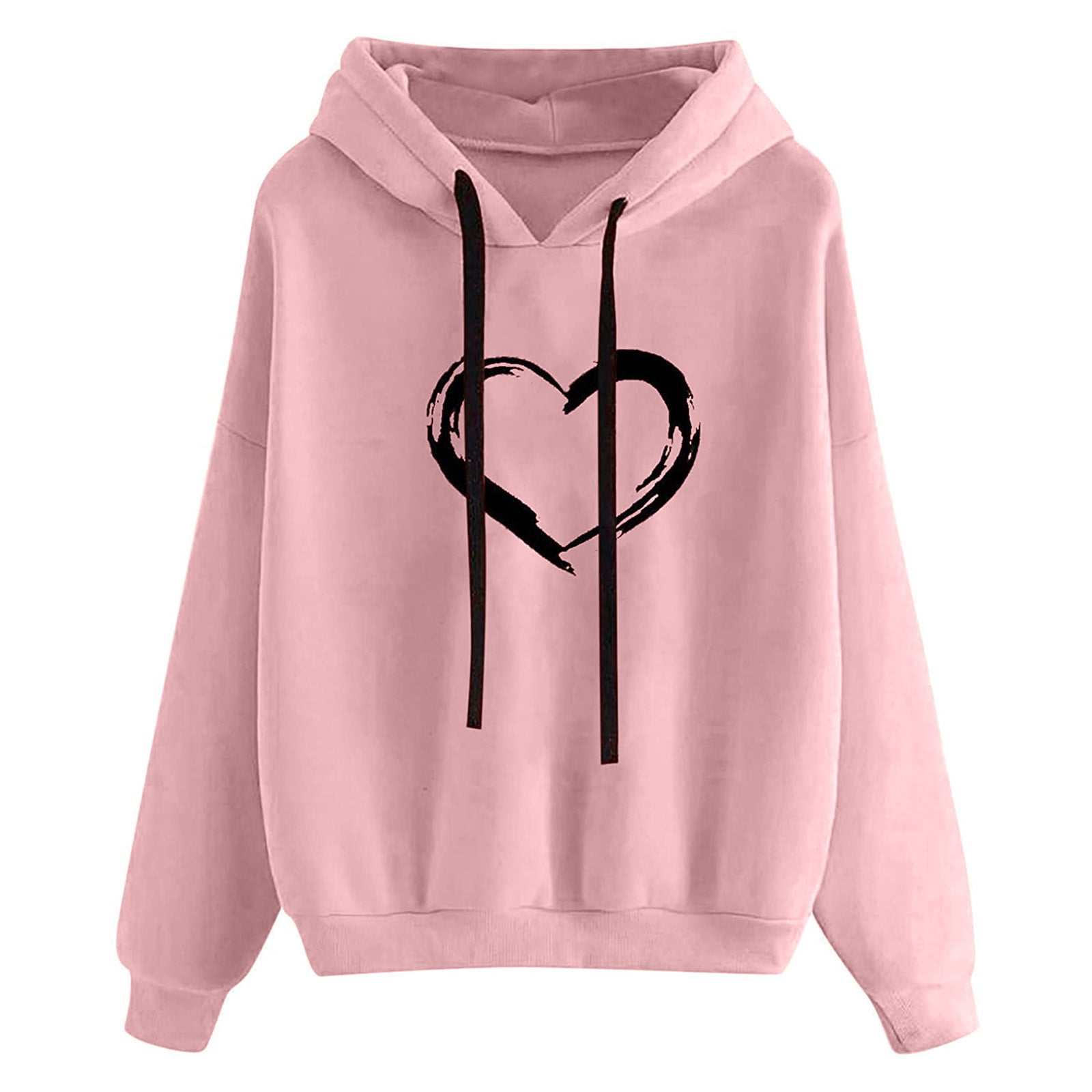 Heart Printing Comfy Hoodies Bright 