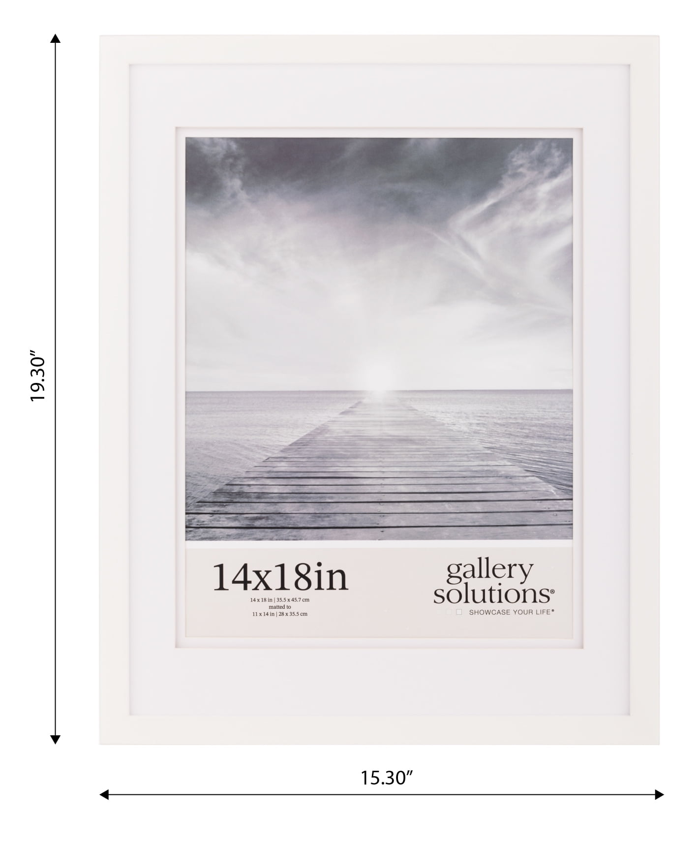 Gallery Solutions 14"x18" White Frame, Double Mat Wall Tabletop Display for 11"x14" Photos