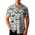 thumbnail image 2 of COSFO Men's Button Down Shirts Short Sleeve Love Heart Valentine's Day Tops Classic Fit Collared Vacation Mens Shirts, 2 of 9