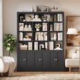 thumbnail image 2 of Hiphuta 71" Tall 4-Tier Bookcase with 10 Open Cubes, 56" Wide Extra Large Display Bookshelf with 4 Doors, for Living Room Home Office, Black, 2 of 7
