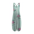 thumbnail image 2 of Women Boho Overalls Plus Size Summer Fashion Jumpsuit Loose Fit Rompers Floral Printed Baggy Bohemia Wide Harem Pants Light blue 2XL, 2 of 3