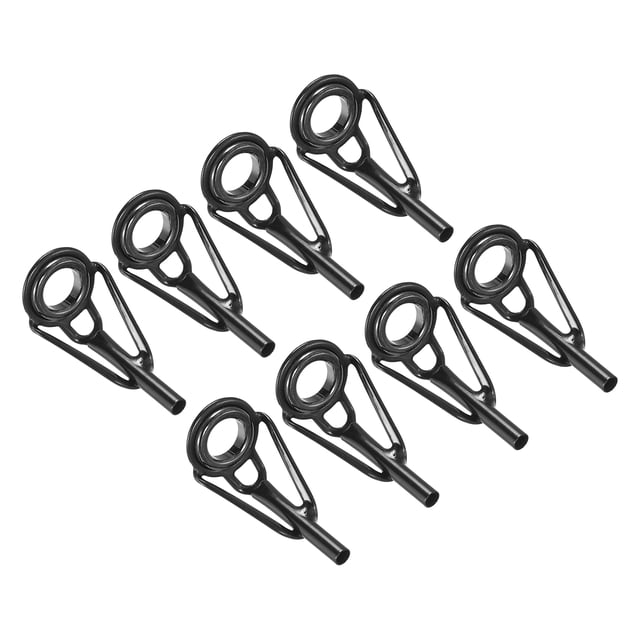 Unique Bargains 2.0mm Stainless Steel Fishing Rod Tip Repair Kit Pole Ring Guide Replacement, Black 8 Pack