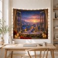 thumbnail image 5 of Open Wooden Double with Casement Window Grid Panes, Mystical Fantasy for Space Lovers, Galaxy Room Decor, Christmas Gift, Tapestry Wall Hanging for Bedroom and Dorm, 5 of 7
