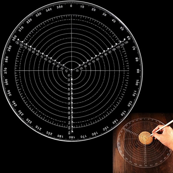 ABCISI 300 mm/ 12 Inch Circle Center Finder Compass, Lathe Centering Tool, Circle Gauge for Drawing Circles, Lathe Work and Woodturners, Round Template Clear Acrylic Drawing Circles Diameter