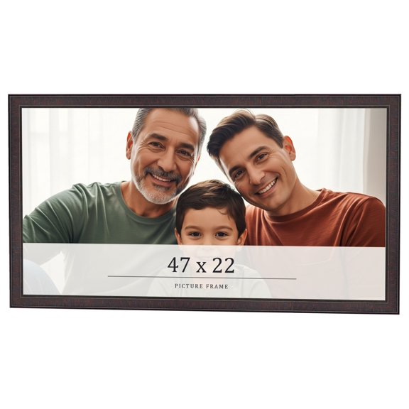 47x22 Rustic Brown Real Wood Picture Frame Width 0.75 inches | Interior Frame Depth 0.5 inches |