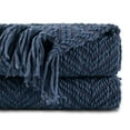 thumbnail image 6 of Battilo Navy Blue Knit Throw Blanket, Soft Warm Cozy Decorative Throw for Living Room, 50"x60", 6 of 8