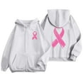 thumbnail image 5 of Hoodies for Women Ruched Hoodie Girls Workout Look Women's Zip Up Hoodie Pullover Cancer Awareness Month Long Sleeve Pocket Drawstring Casual Sweatshirt For Everyday Wear, 5 of 6