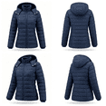 thumbnail image 2 of Women's Hooded Puffer Jacket Lightweight Warm Puffy Quilted Winter Coat Waterpoof Jackets for Cold Weather, Navy XL, 2 of 8