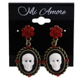 thumbnail image 2 of Mi Amore Antiqued Skull  Drop-Dangle-Earrings Red & Gold-Tone, 2 of 2