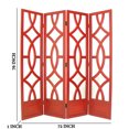 thumbnail image 5 of Wooden 4 Panel Room Divider with Open Geometric Design, Red, 5 of 5