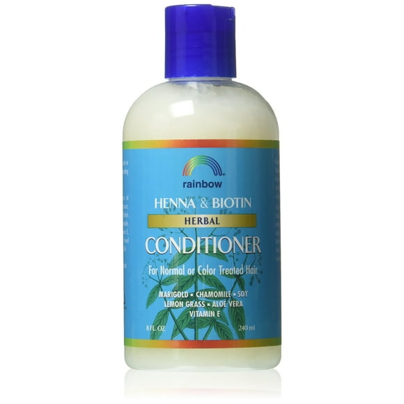 Acondicionador herbario de henna y biotina Rainbow Research para cabello normal o tratado con color, 8 oz