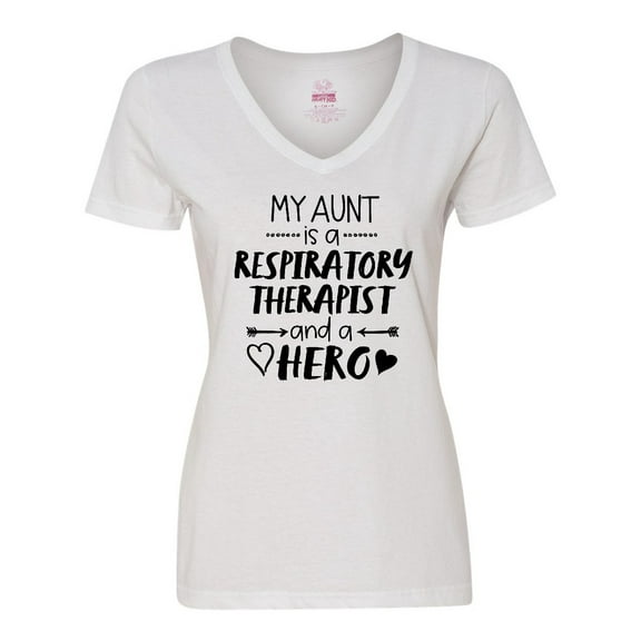 Inktastic My Aunt is a Respiratory Therapist and a Hero Women's V-Neck T-Shirt