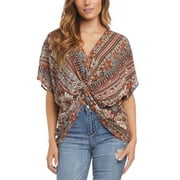 Karen Kane Women's Twist Front Top Brown Size M