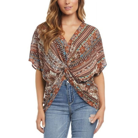 Karen Kane Women's Twist Front Top Brown Size M