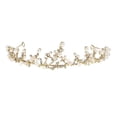 thumbnail image 2 of Tiara de Novia Macarena Princesa Rhinestone Perla Oro, 2 of 7