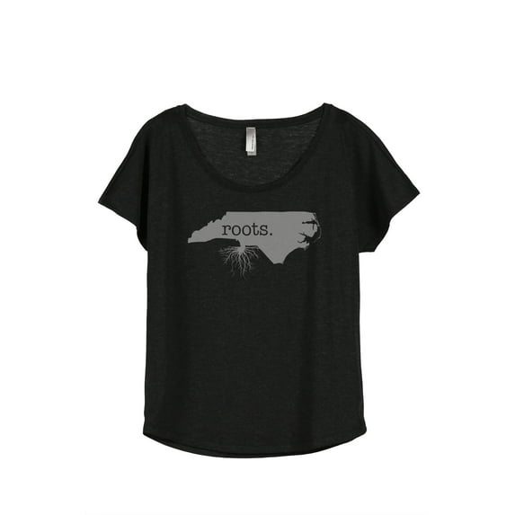 Thread Tank Home Roots State North Carolina NC Women's Relaxed Slouchy Dolman T-Shirt Tee Heather Black Small