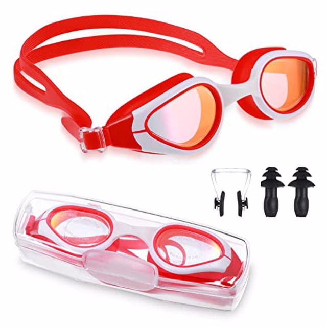 fastboy Lunettes de Natation Imperméables Plongée en Apnée Plongée Natation Apprendre Professionnel Adultes Entraînement Anti-Buée Lunettes de Soleil Femmes Hommes Rouge