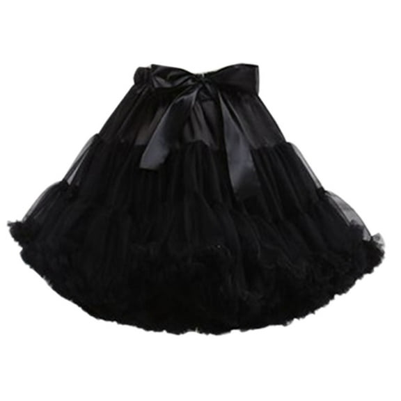 Women Lolita Cosplay Petticoat Puffy Layered Ballet Tutu Skirt Bow Underskirt