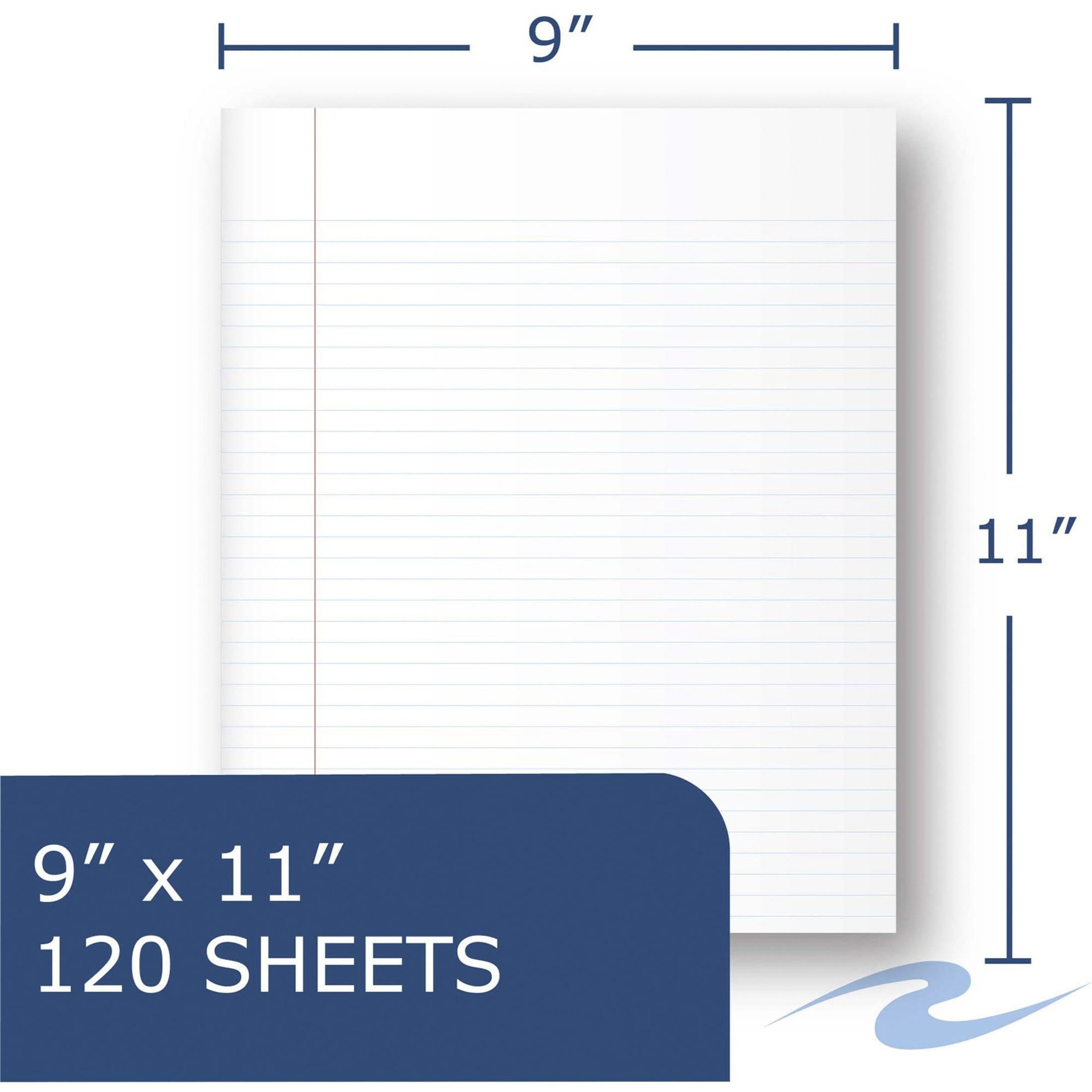 Roaring Spring Lefty 3 Subject College Ruled Left Handed Spiral Notebook, 1 Case (24 Total), 11" x 9" 120 Sheets, Assorted Saranac Covers