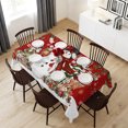 thumbnail image 6 of Red Christmas Snowman Table Cloth Waterproof Tablecloths, Xmas Snowflake Elk Tree Balls Tablecloth Dining Table Cover for Kitchen Party Tabletop Outdoor, Rectangle Tablecloth 54x108 Inch, 6 of 9