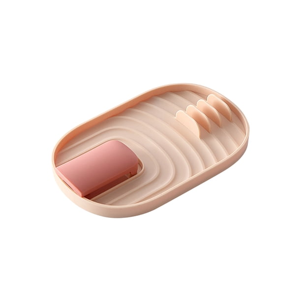 Reposacubiertos Plegable, Organizador de Cocina con Base Antigoteo, Portacucharas con Soporte para Espátula, Soportes para Palillos con Portatapa, 18x11x1.5cm para Encimera de Cocina