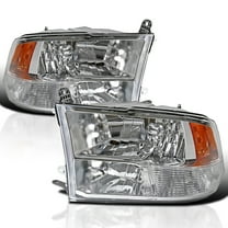 Spec-D Tuning Chrome Quad Headlights Compatible with 2009-2018 Dodge Ram 1500/2500/3500 Left Right Pair Head Lights Lamp Assembly
