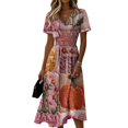 thumbnail image 2 of Womens Halloween Dress Spider Short Sleeve Pumpkin Cute Wrap Dress Skeleton V Neck Funny Wedding Guest Dresses 2XL, 2 of 5