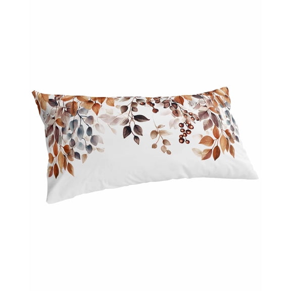 Eucalyptus Leaves Pillow Covers King Size, Orange Blue Botanical Vintage Soft Bed Throw Pillowcases Breathable Cooling Long Lumbar Body Pillow Sham Cover for Bed Sofa 20''x40''