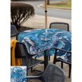 thumbnail image 5 of Outdoor Tablecloth with Umbrella Hole for Patio/Picnic/Party/Camping, Ocean Blue Octopus Waterproof Table Cloth Square Cover Washable, Nautical Castle Coastal Lighthouse (54"x 54"), 5 of 8