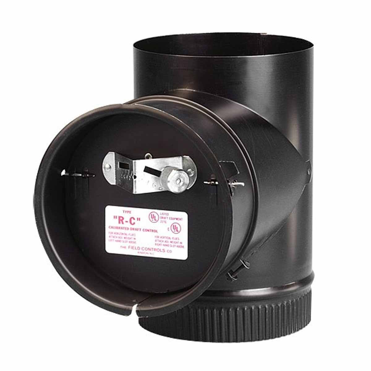 WoodEze 8'' Diameter Barometric Damper W Tee Chimney, Stove Pipe Black