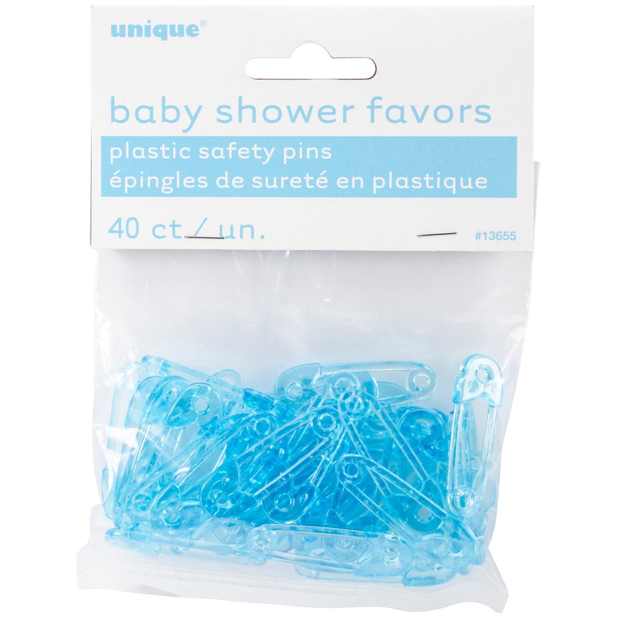 large blue safety pins