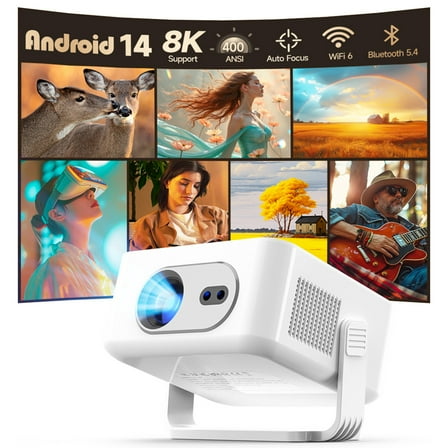 [Auto Focus] Magcubic 8K 1080P Support Projector, 400 ANSI Brightness with WiFi 6 & BT 5.4, Ultra-Short Throw Ratio, Android 14 Smart Projector Portable Home Theater HY300 Max