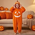 thumbnail image 5 of Abcomgle Pumpkin Onesie for Women Halloween Costumes Hooded Pajamas Plush Onesie Pjs Flannel Long Sleeve Loungewear Jumpsuit Set, 5 of 8