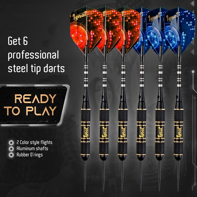 IgnatGames Dart Board Professional Set - Competition Size Kenyan Sisal Dart  Board for Adults with 6 Professional Steel Darts - Staple-Free Ultra-Thin